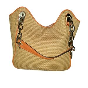 Michael Kors Tan and Orange Woven Shoulder Bag